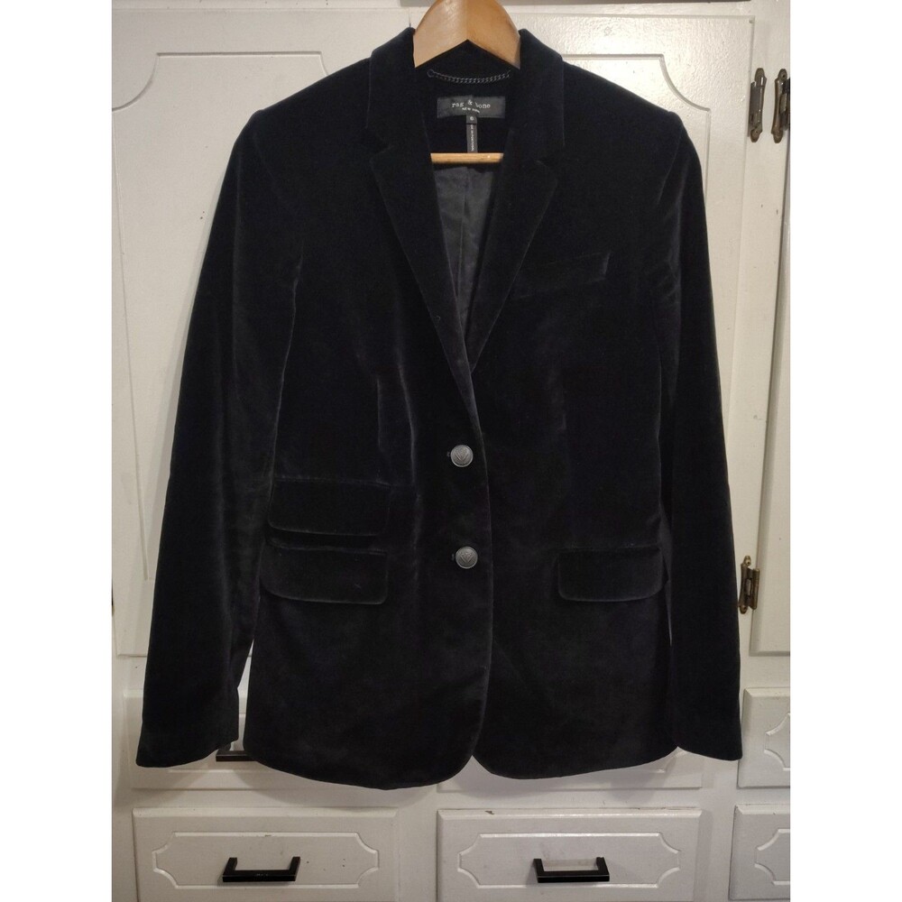 Rag & Bone Womens Size 6 Black Velvet Rona Blazer